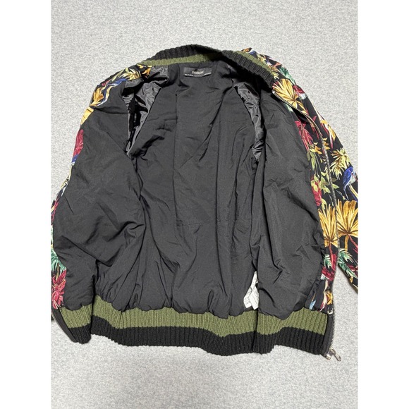 Zara Basic Tropical Bird Palm Print Bomber Jacket Black Multi Small 7484/229 - Picture 8 of 12